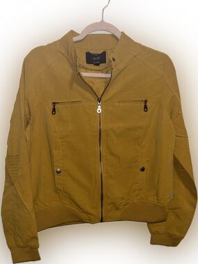 iris mustard yellow zip-front bomber jacket